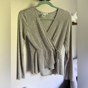 Grey and white striped top